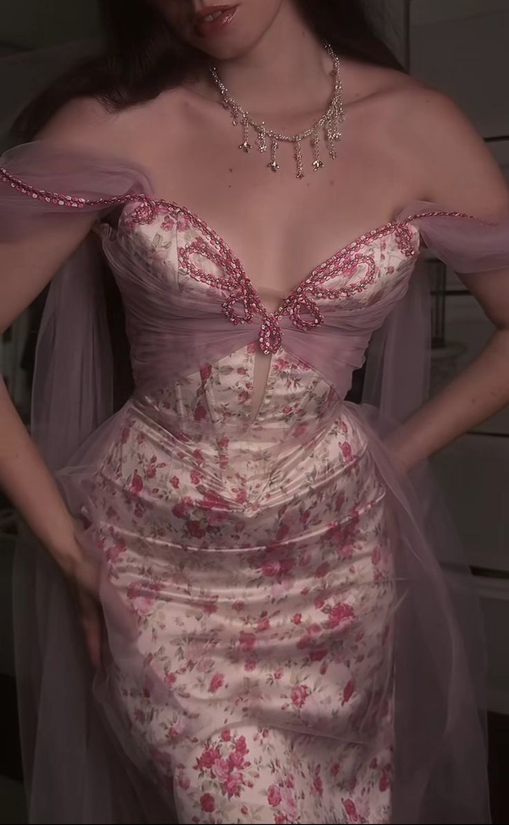 Pink Flowy Print Floral A Line Off the Shoulder Satin Tulle Party Dress Prom Dress SH3599