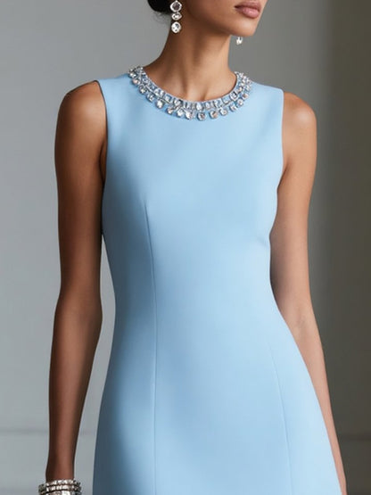 Rhinestone Classic Crew Neck Sleeveless A-Line Mini Homecoming Dress