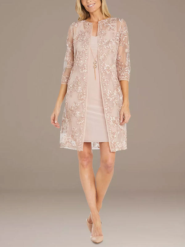 Short Sheath Dress with Embroidered Jacket
