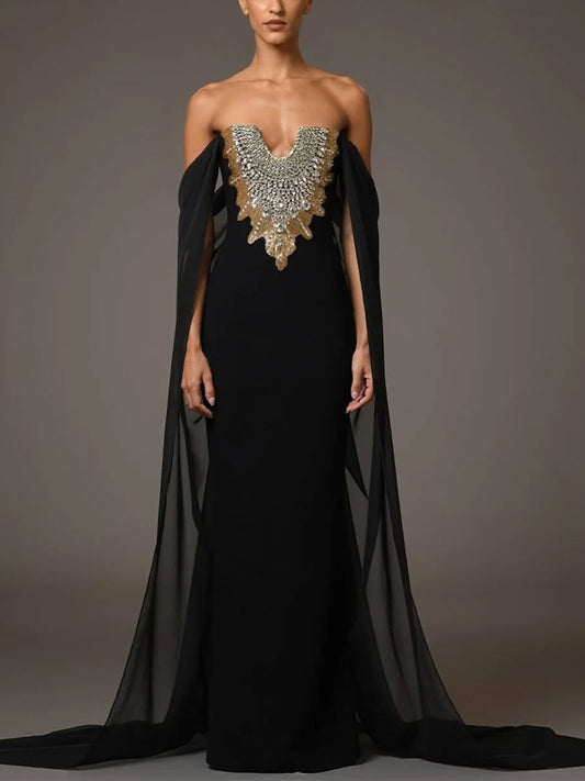 Solid Color Sequined Tube Top Maxi Dress