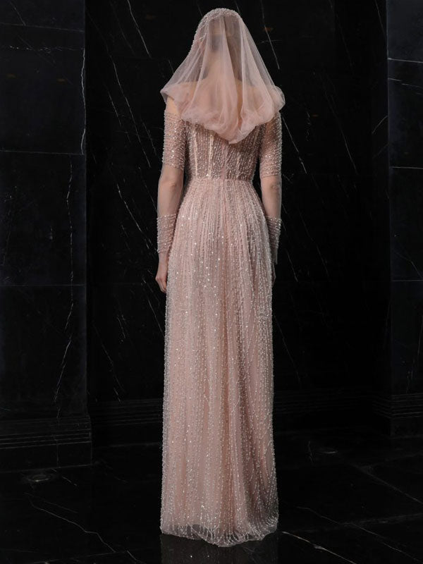 Beaded Elegant Cape Women's Dress