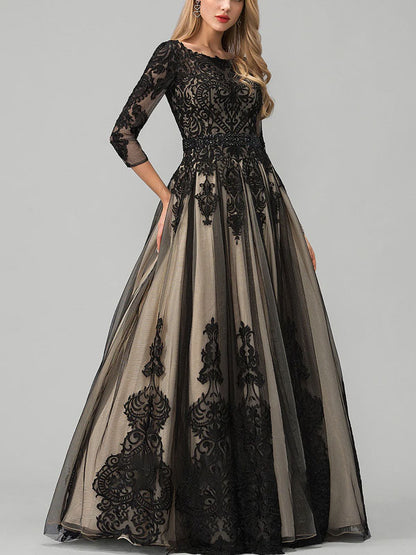 Prom lace long sleeve temperament party ladies dress