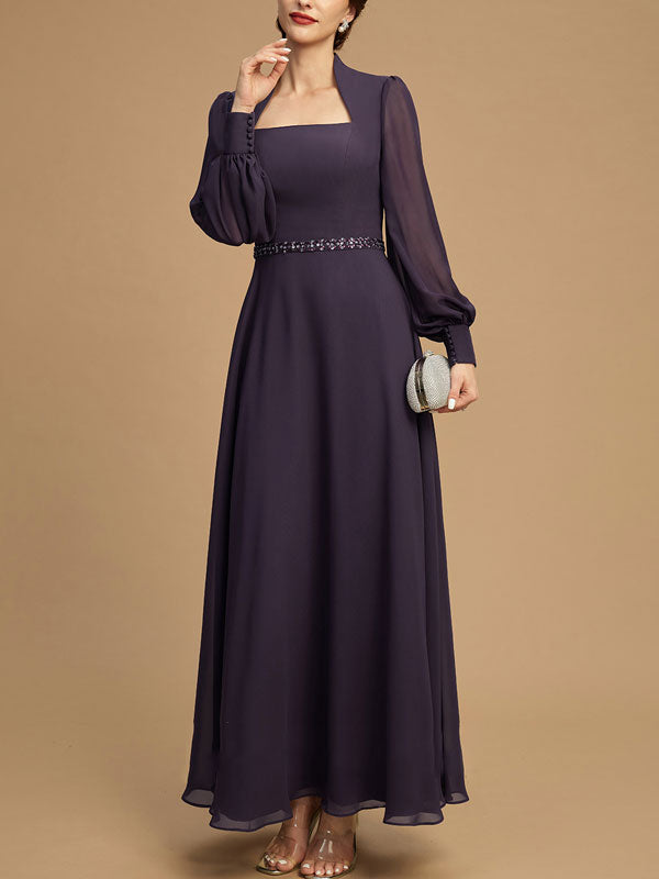 Ankle-Length Chiffon Mother of the Bride Dress With Beading Sequins