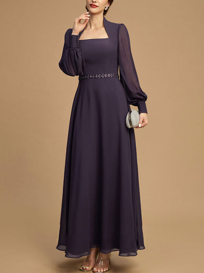 Ankle-Length Chiffon Mother of the Bride Dress With Beading Sequins