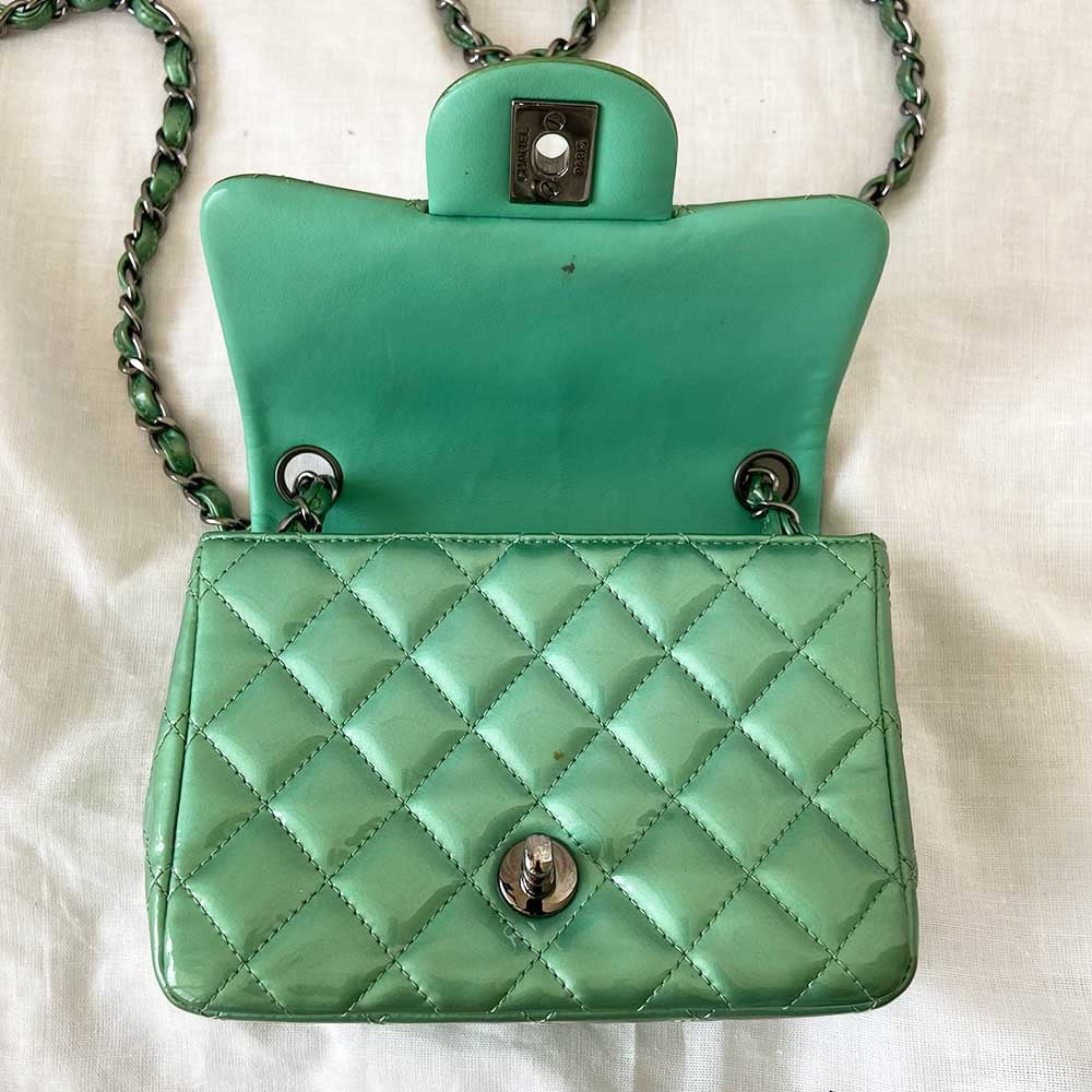 Chanel Green Leather Timeless Square Mini Flap Bag