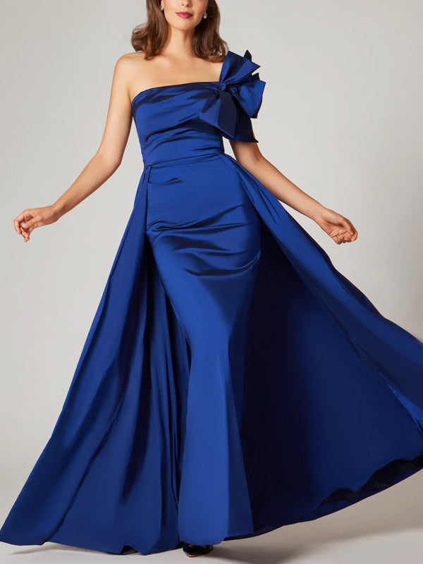 Off-the-shoulder Solid Color Maxi Dress