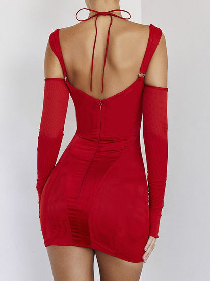 loveedsTM-Sexy Hollow Out Backless Mini Dress For Women Elegant Spaghetti Strap Bodycon Party Short Dresses Vestido Clubwear