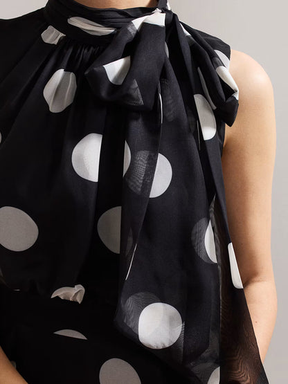 Elegant Chiffon Polka Dot Women's Dress