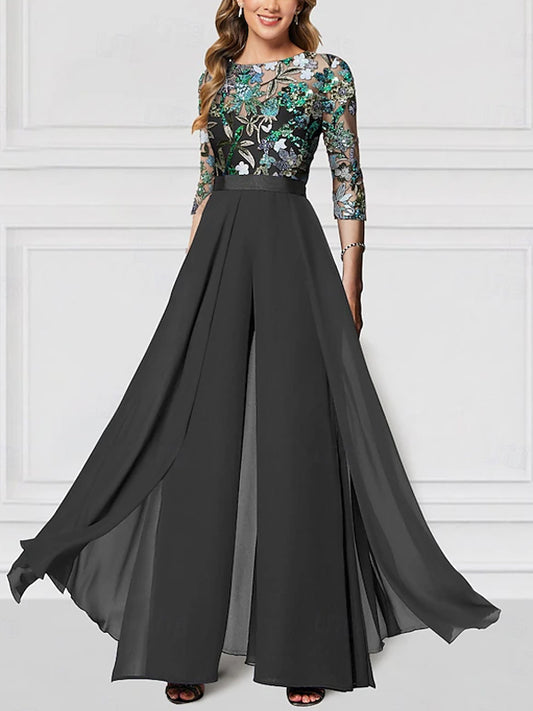 Round Neck Mesh Jumpsuit