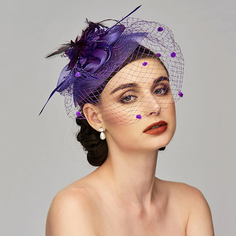 Mesh Feather Beanie Hat Headwear