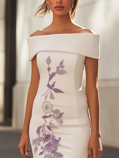 Elegant Floral Off-shoulder Women's Dress