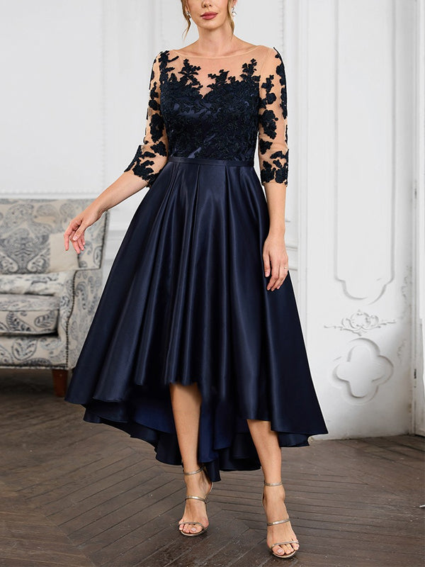 Round Neck Lace Mesh Maxi Dress