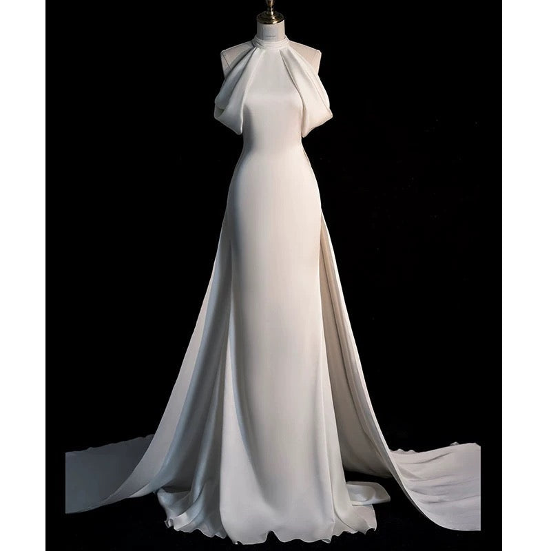 Sexy Sheath Halter Red Satin Long Prom Dress Evening Dress Formal Dress SD1818