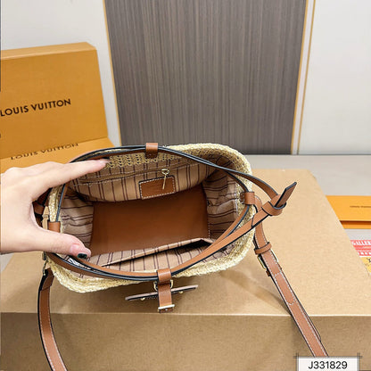 LV Louis Vuitton NOE PURSE Raffia Bucket Bag 18x18cm