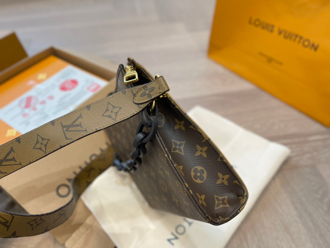 LV Toiletry Pouch 26 in Monogram Reverse Canvas with Wide Shoulder Strap