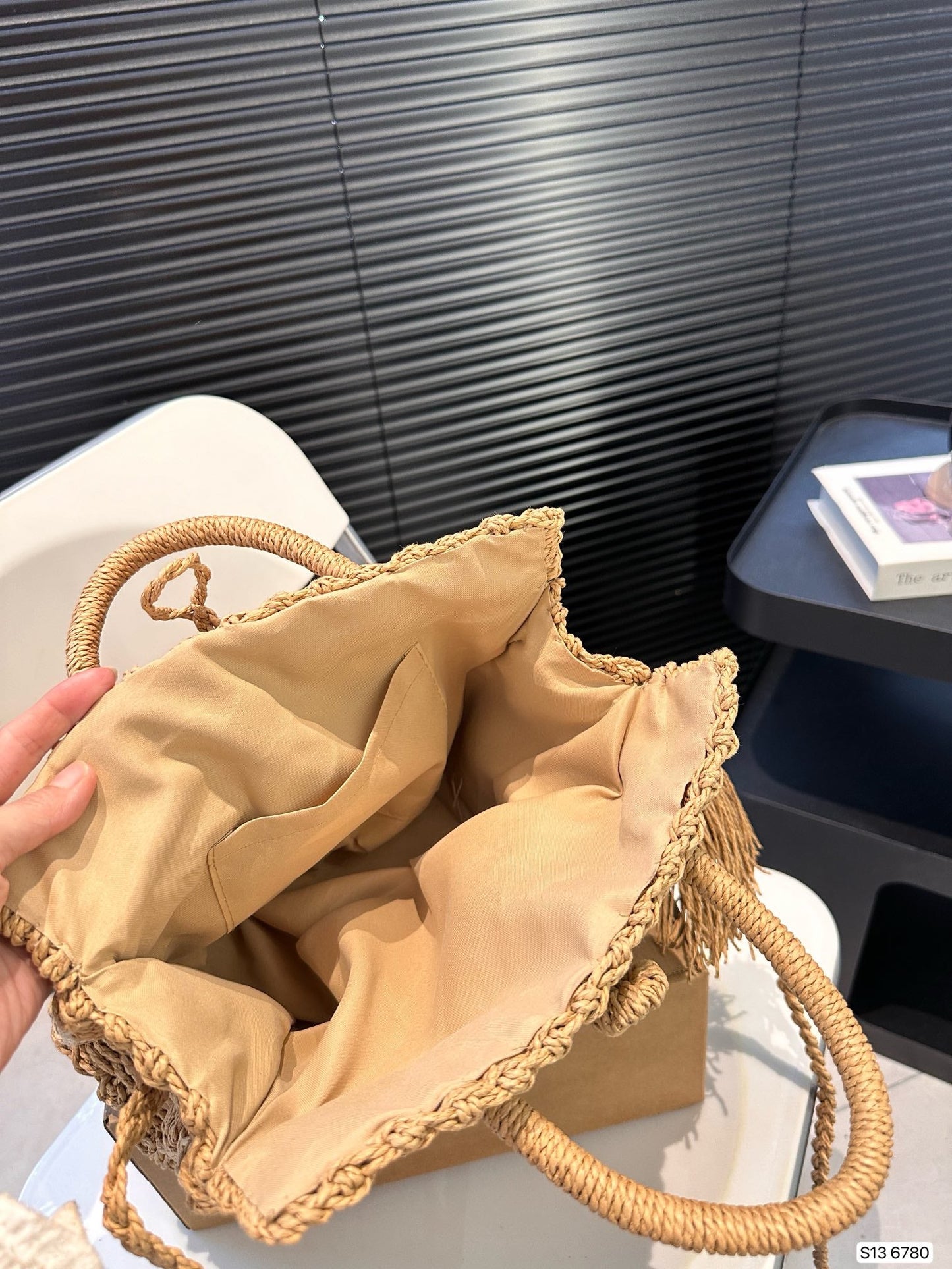 SAINT LAURENT YSL Vacation Woven Tote Bag 27x18cm