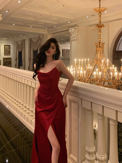 Sexy Mermaid Spaghetti Straps Red 21st Birthday Dress Party Gown Birthday Outfits Birthday Dress Ideas For Women DP2317