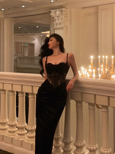 Sexy Mermaid Spaghetti Straps Black 18th Birthday Dress Party Gown Birthday Outfits Birthday Dress Ideas For Women DP2321