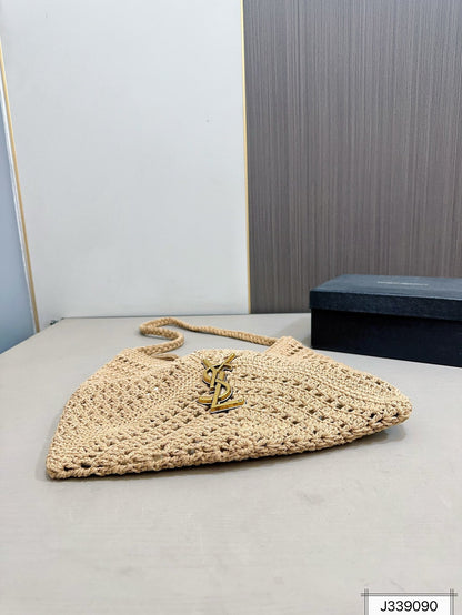SAINT LAURENT YSL Raffia Tote Bag Beach Casual 37x22cm