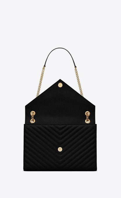 Saint Laurent Envelope Large Bag In Quilted Grain De Poudre Embo