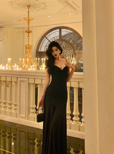 Elegant Mermaid Black Chiffon Sleeveless 21st Birthday Dress Party Gown Birthday Outfits Birthday Dress Ideas For Women DP1288