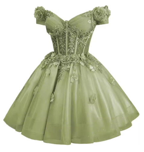 Pretty Off The Shoulder Tulle Appliques Homecoming Dress Pink Short Birthday Dress S681