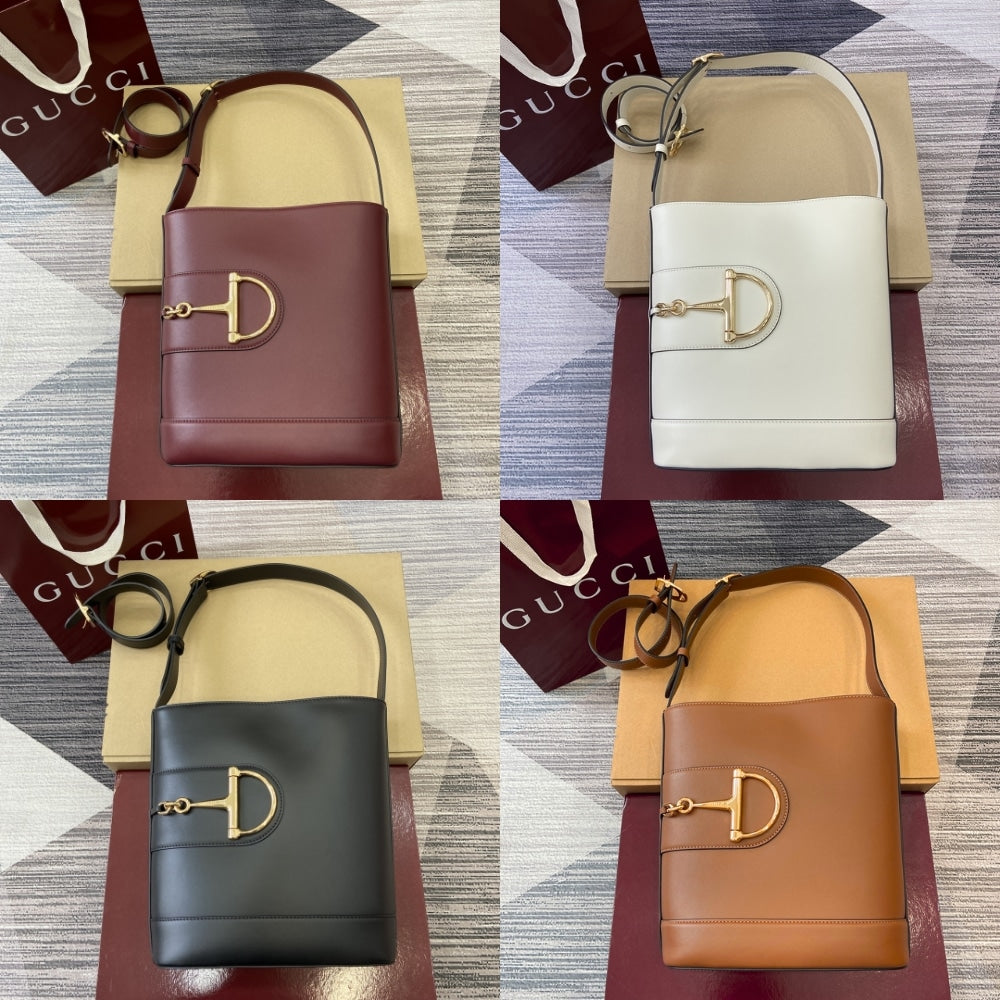 GUCCI 73 SMALL BUCKET BAG BLACK SMOOTH LEATHER 20CM 833660 AAEC2 1000