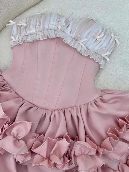 Cute Ball Gown Strapless Pink Party Dresses Short Formal Homecoming Dresses Night Chic Elegant Short Dresses Cocktail Dress 16th Birthday Outfits Hoco Dresses DH2759