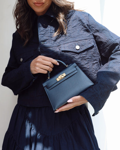 *RARE* Hermès Mini Kelly II Bag 20cm in Bleu Nuit Madame Leather with Gold Hardware