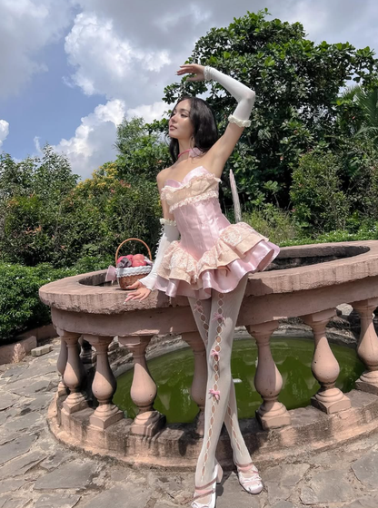 Pink A Line Sweetheart Neck Lace Satin Short Homecoming Dress Cocktail Dress SH3818