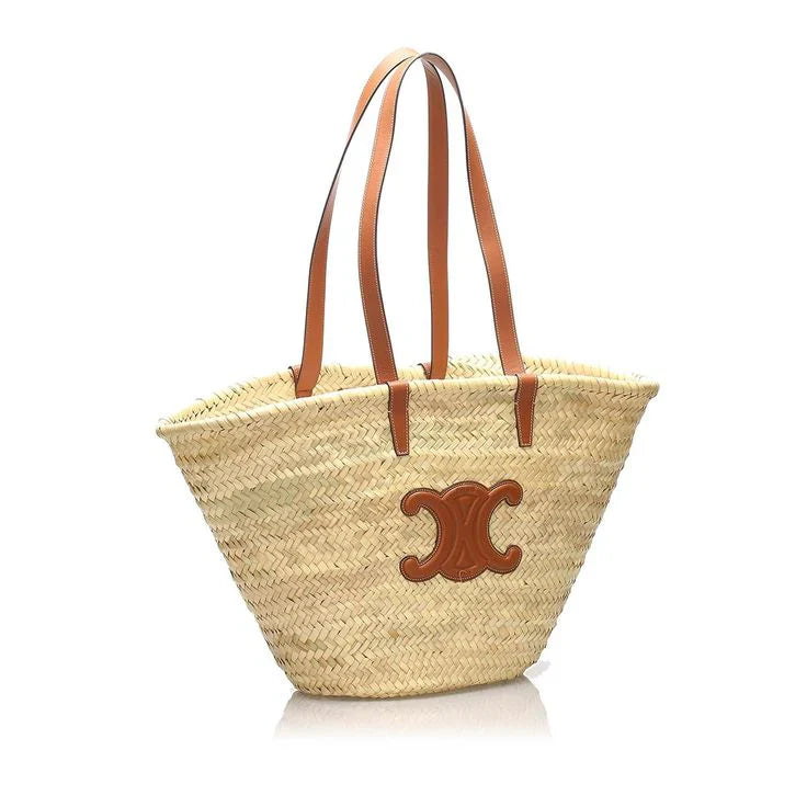 Celine Medium Basket Straw Tote Bag