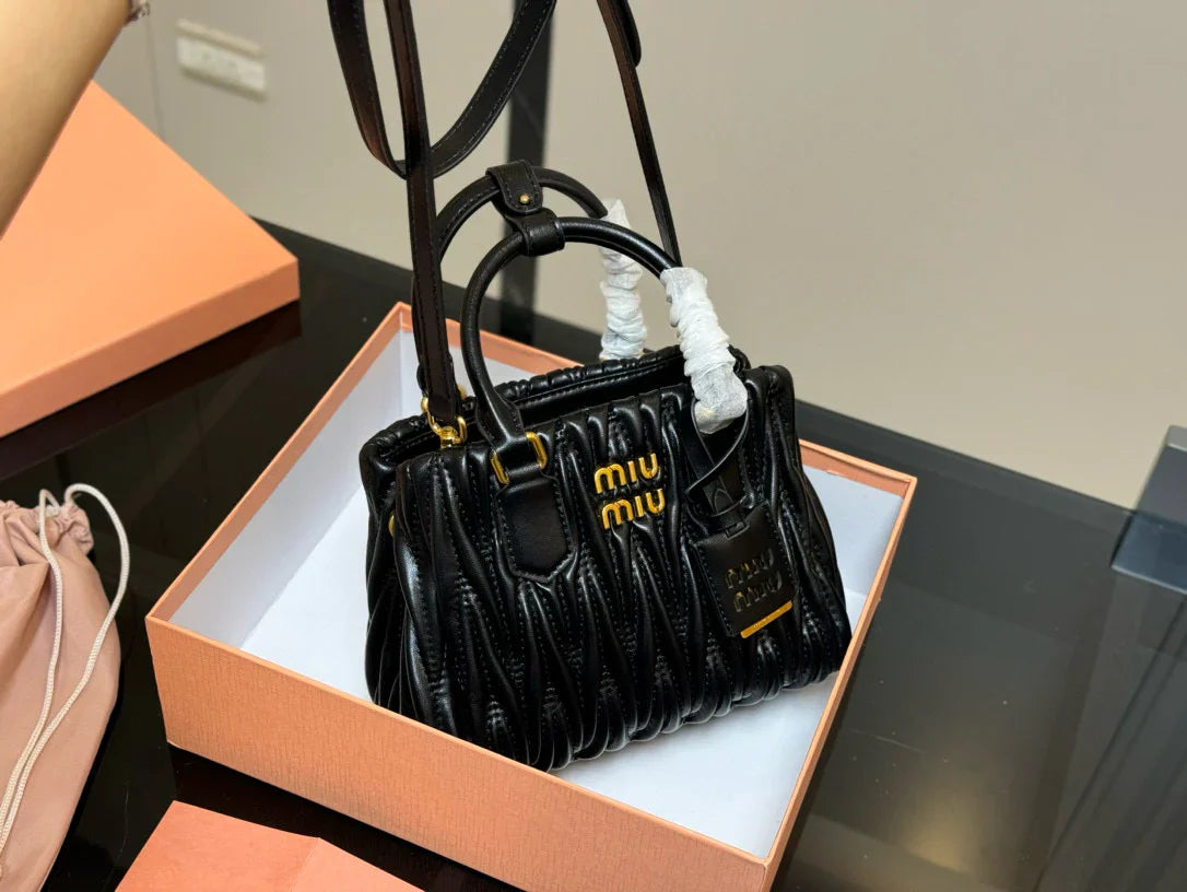 Miumiu Bowling Bag Tote Black Size 22x17cm