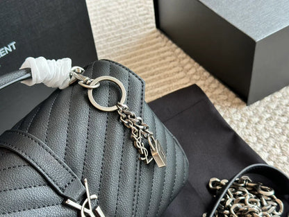 YSL Classic Black Leather Tote Bag Size 24x17cm