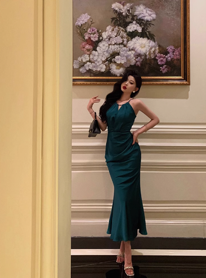 Pretty Mermaid Halter Neckline Green 18th Birthday Dress Party Outfits Birthday Outfits For Women DP0173