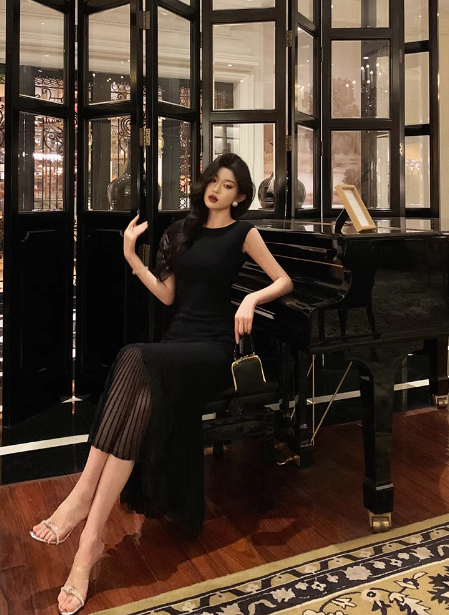 Sexy Mermaid Scoop Neckline Black 21st Birthday Dress Holiday Party Birthday Outfits For Women DP0176