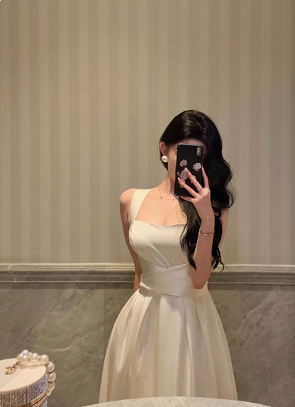 Pretty A Line Square Neckline White 18th Birthday Dress Party Outfits Birthday Outfits For Women DP0171