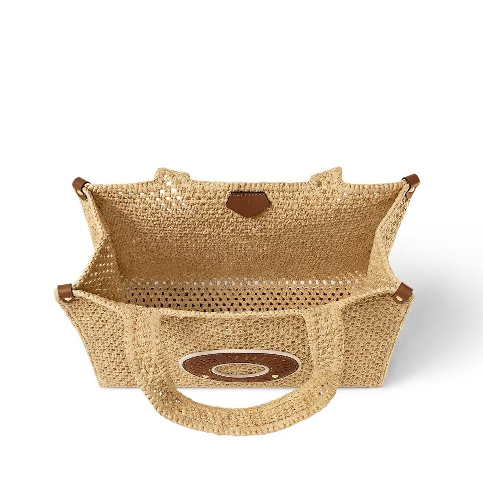 LOUIS VUITTON  Raffia Calfskin By The Pool OnTheGo MM Natural 39x15x30cm