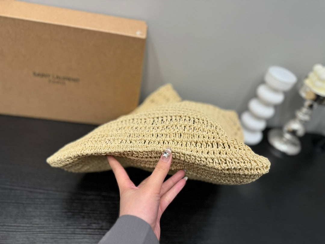 YSL SAINT LAURENT Raffia Tote Bag 30x32cm