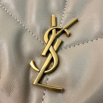 YSL  Loulou Puffer Toy Bag In Quilted Lambskin Beige Size 23x15.5x8.5