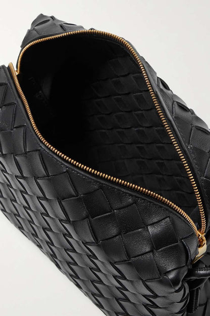 BOTTEGA VENETA Loop small intrecciato leather shoulder bag Black