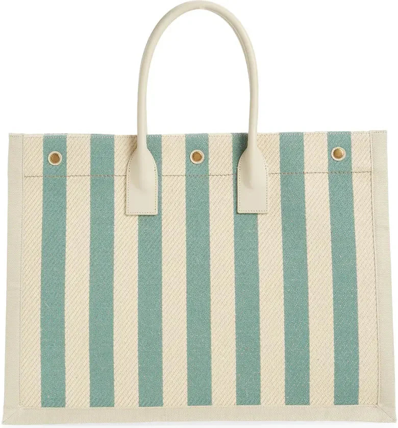SAINT LAURENT Large Rive Gauche Stripe Canvas Tote