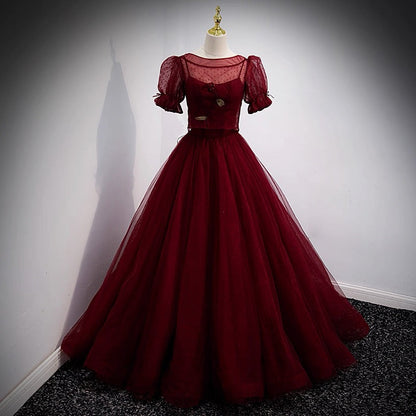 Elegant Ball Gown Spaghetti Straps Burgundy Long Prom Dresses Party Dress Summer 20th Birthday Outfits 18th Birthday Dresses For Teens DH128