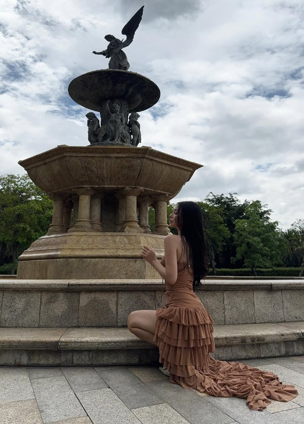 Sexy A Line Sweetheart Neck Tiered Brown Tulle Prom Dress Evening Dress with Slit SH2021