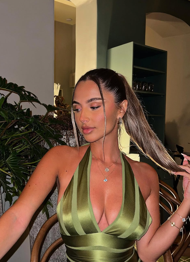 Elegant A Line Halter Green Satin Chiffon Open Back Prom Dress Evening Dress SH2551