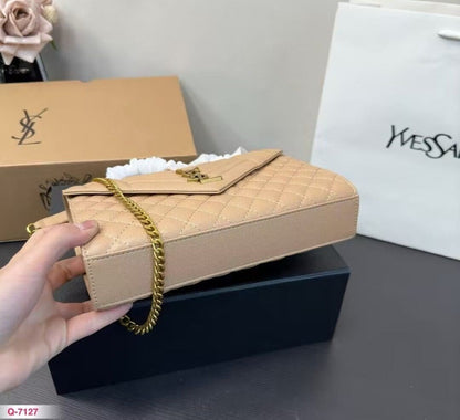 Saint Laurent ENVELOPE MEDIUM IN QUILTED GRAIN DE POUDRE EMBOSSED LEATHER