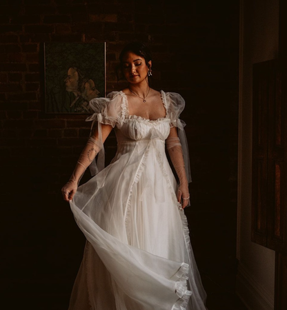 White Cute A Line Puff Organza Long Prom Dress Party Dress Birthday Dress SH3659