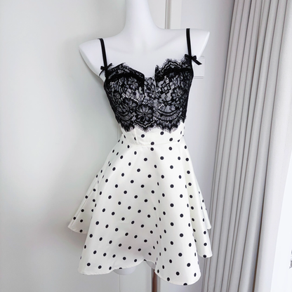 Classy Satin Lace A Line Short Party Gown Vacation Dress S219