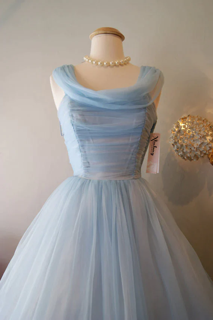 Vintage Blue Homecoming Dressï¼_legant Prom Dress SH644