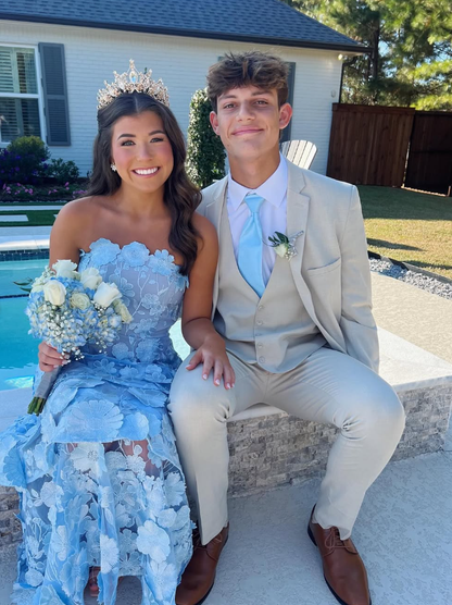 Pretty Light Blue Applique Formal Prom Dresses SH867