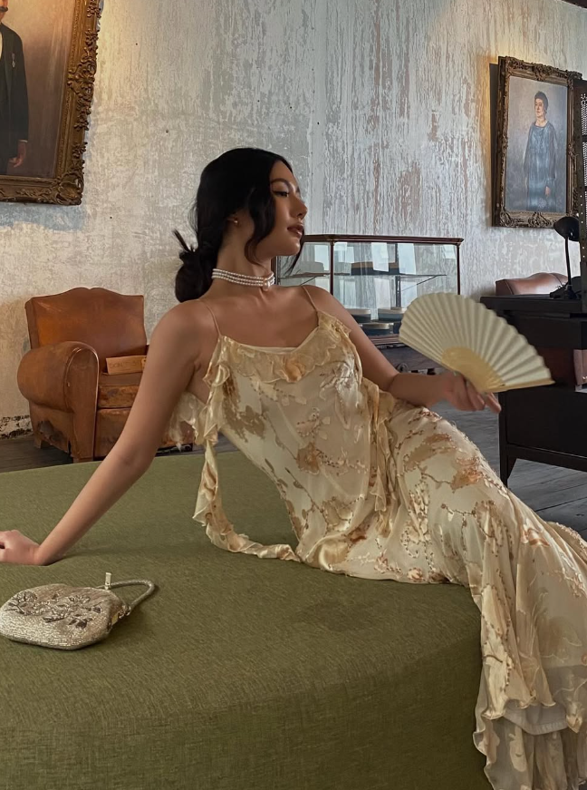 Vintage Mermaid Spaghetti Strap Beaded Ruffle Chiffon Prom Dress Evening Dress SH2070